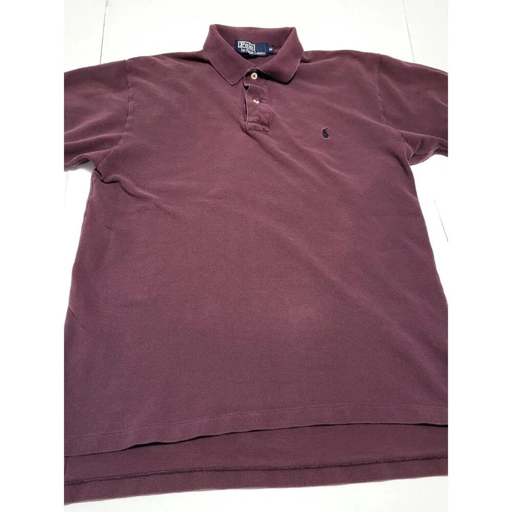 (#16) Polo Ralph Lauren 100% Cotton Maroon Mens Size M Short Sleeve